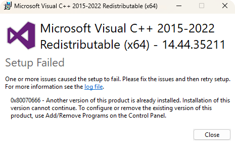 vcredist x64 setup failed.png